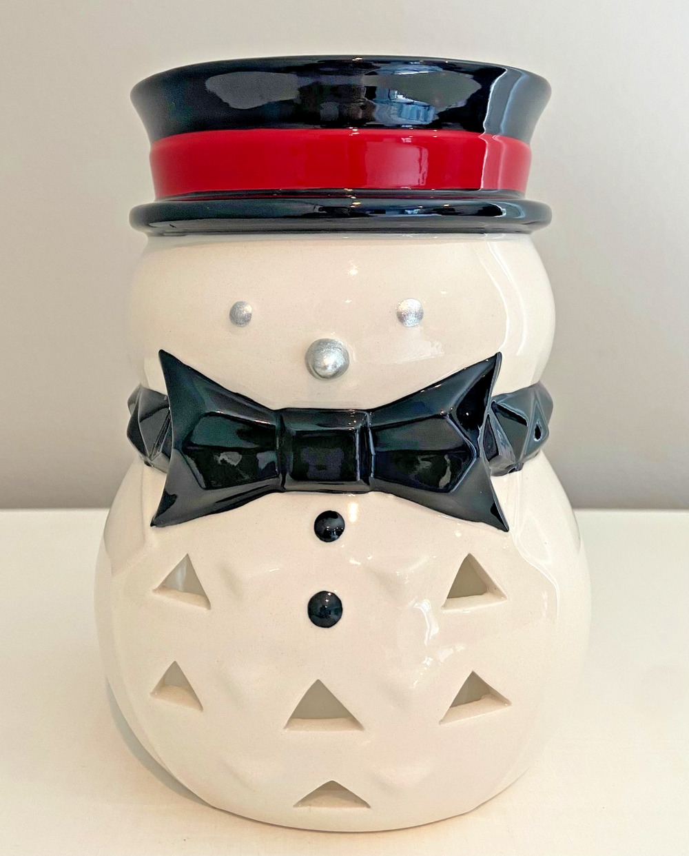 YANKEE CANDLE Large Jack Frost Ceramic Snowman Vented Candle Holder Christmas